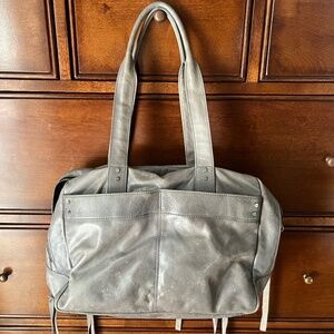 McQ Alexander McQueen Gray Leather Loveless Purse preowned